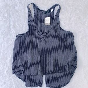 NWT! BDG navy and white racerback tank top with buttoned back and notch neck